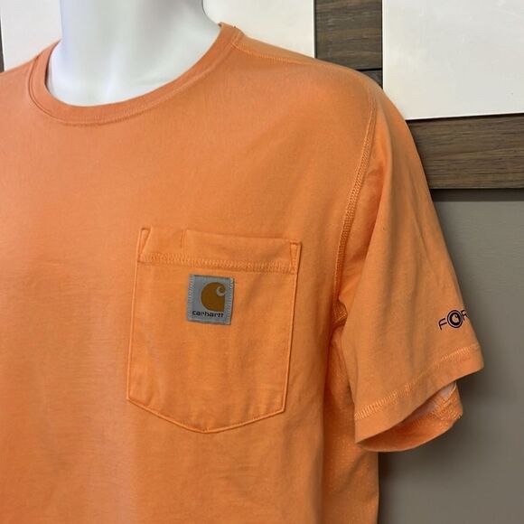 Carhartt Force Pale Orange Men’s Short Sleeve Relaxed Fit T-shirt- Medium - Picture 6 of 11